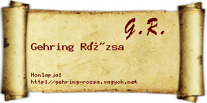 Gehring Rózsa névjegykártya